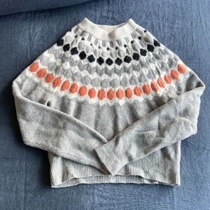 Club Monaco Gray and Orange Patterned Sweater